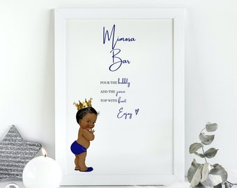 Editable Royal Prince Baby Shower Mimosa Sign, Baby Shower Mimosa Bar Sign, Brunch Bubbly Sign, Prince Bubbly Bar Sign, AF1