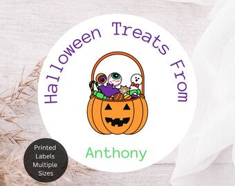 Custom Halloween Stickers, Candy Halloween Stickers, Candy Pumpkin, Trick or Treat Stickers Happy Halloween Labels Treat Bag Stickers