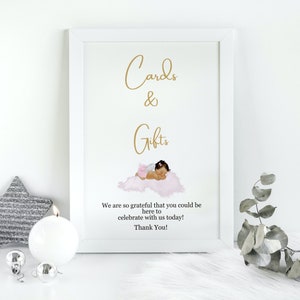 Editable Heaven Sent Angel Baby Shower Cards and Gifts Sign, Printable, Shower Gift Table Sign, Tabletop Reception Sign, 3 Sizes, AB11