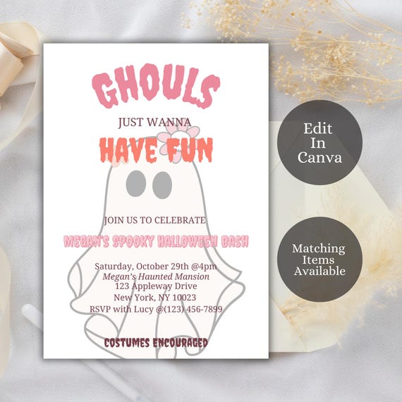 Ghouls Just Wanna Have Fun Halloween Invitation, Editable Halloween Invite, Halloween Party, Kids Halloween Party Invite, GJW1