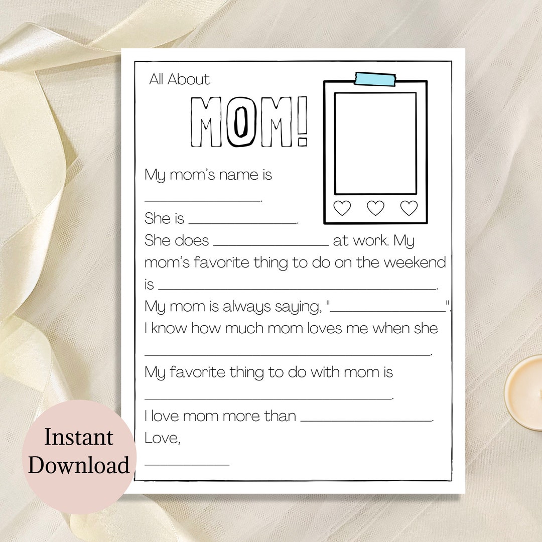 All About My Mom Printable for Kids Mothers Day Gift Ideas - Etsy