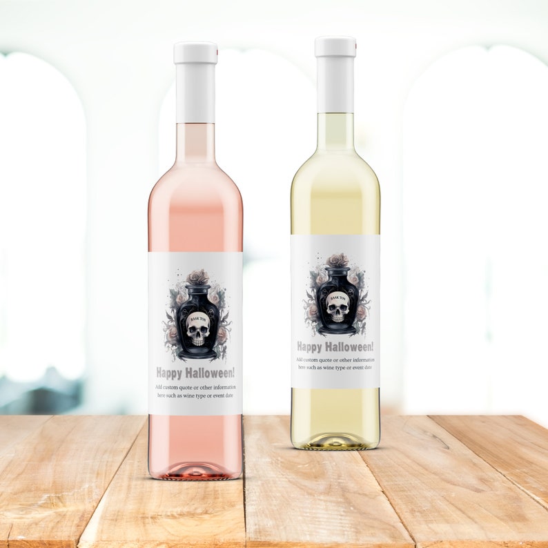 Custom PRINTED Wine Labels, Halloween Wine Labels, Spooky Wine Label ...