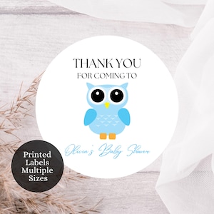Blue Owl Themed Baby Shower Sticker, Custom Baby Shower Labels, Baby Boy Owl Themed Baby Shower, Baby Shower Custom Stickers, BO2