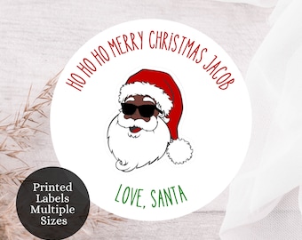 Merry Christmas Labels, Custom Gift Stickers, Custom Christmas Gift Stickers, Labels, Afro Santa