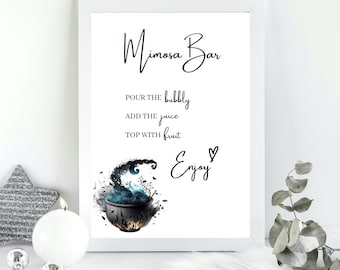 Halloween Themed Witches Cauldron Baby Shower Mimosa Bar Sign, Mimosa Sign, Brunch and Bubbly Sign, Halloween Themed Bubbly Bar Sign, HBS6