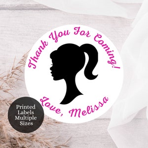 Doll Stickers, Doll Silhouette Birthday Party, Doll Party Stickers, Personalized Customized Birthday Party Favor, GlamBarbie1