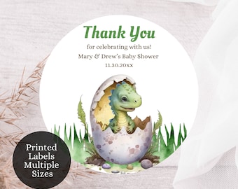 Printed Dinosaur Baby Shower Labels, Dino Themed Baby Shower, Dinosaur Favor Labels for Baby Shower, DTB1