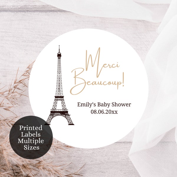 Custom Paris Baby Shower Favor Labels, Eiffel Tower Gift Stickers, French Baby Shower Labels, PF1