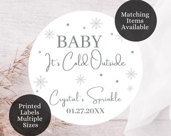 Baby It’s Cold Outside Baby Shower Labels, Baby It’s Cold Outside Celebration, Winter Themed Baby Shower, Showflake Baby Shower Labels, BC1