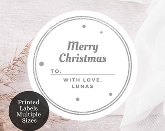 Custom Merry Christmas Gift Labels, Custom Christmas Stickers, Xmas Sticker Labels, Custom Round Labels, Christmas
