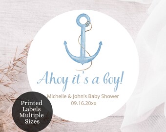 Ahoy It’s A Boy Baby Shower Stickers, Nautical Baby Shower, Blue Nautical Baby Shower, Nautical Baby Shower Stickers, NB1