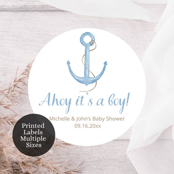 Ahoy It’s A Boy Baby Shower Stickers, Nautical Baby Shower, Blue Nautical Baby Shower, Nautical Baby Shower Stickers, NB1