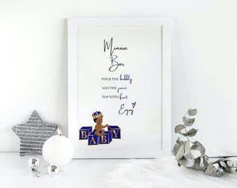 Royal Prince Baby Shower Mimosa Bar Sign, Royal Blue Gold Baby Shower Mimosa Sign, Bubbly Sign, Bubbly Bar Sign, BBSW1