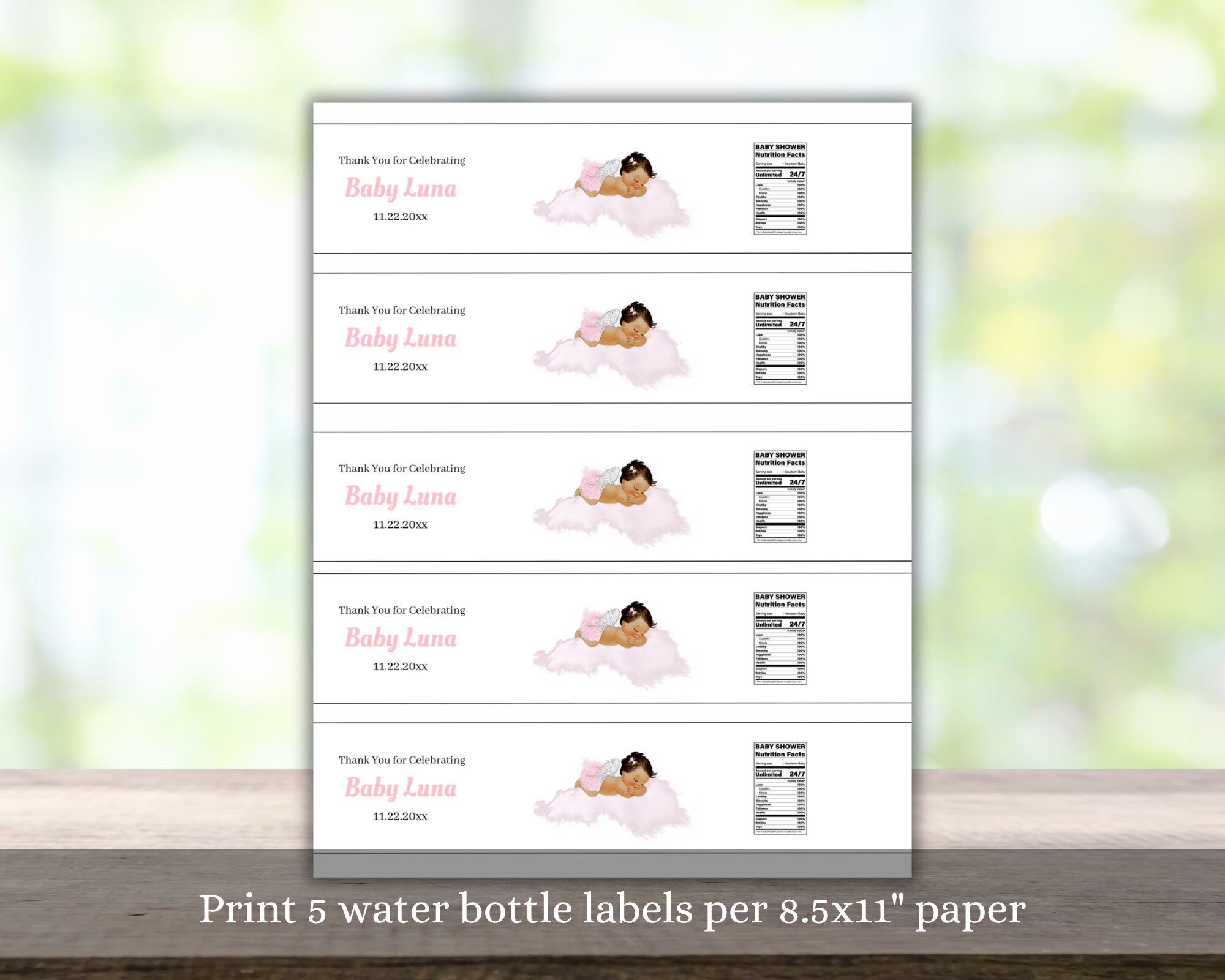 Editable Heaven Sent Angel Baby Water Bottle Label Template, Baby ...