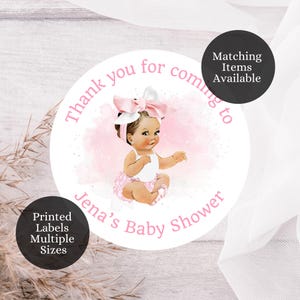 Custom Baby Shower Labels, Custom Baby Shower Stickers, Baby Girl Pink Bow Party Favors Goodie Bags Shower Stickers, BMM3
