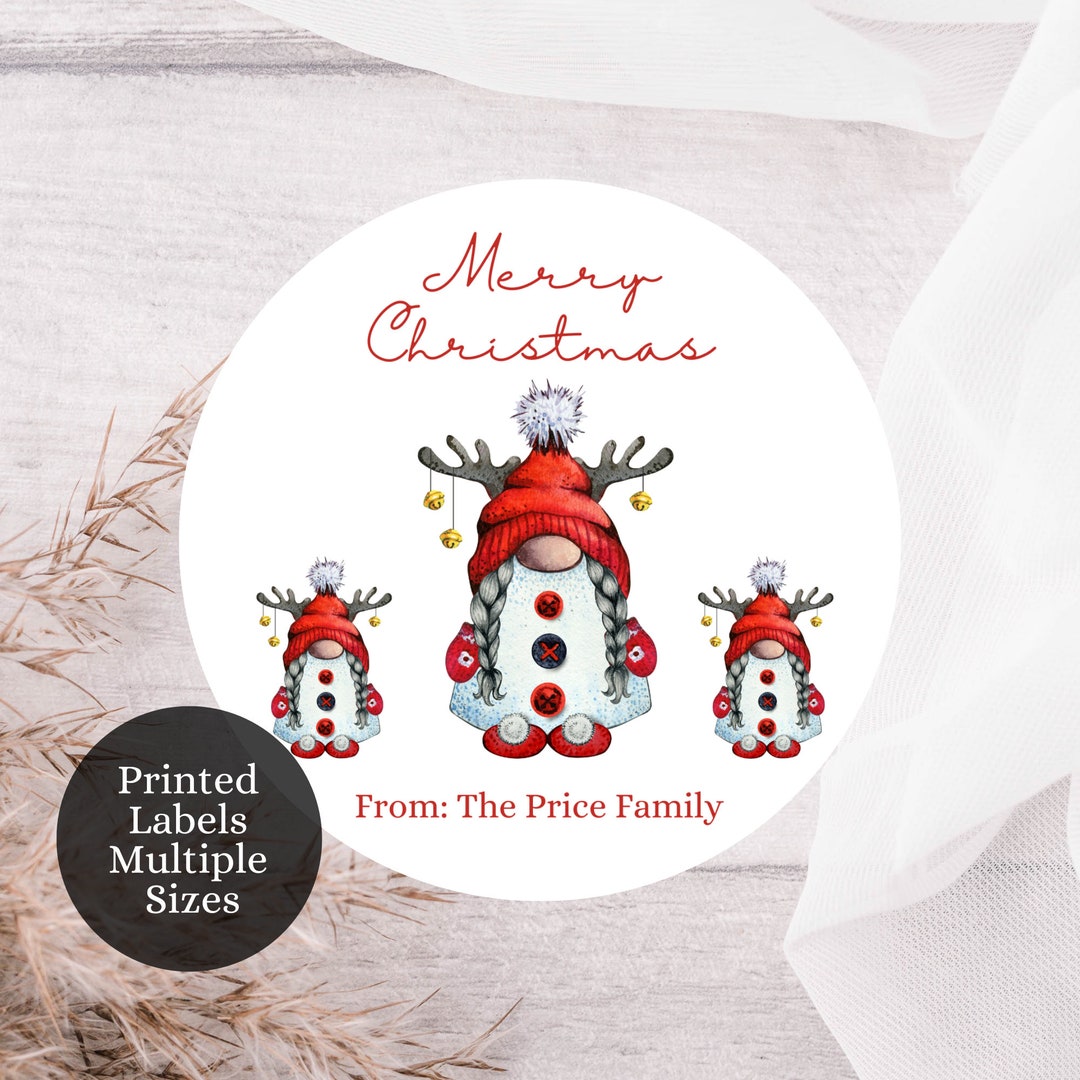 Custom Christmas Stickers, Custom Christmas Labels, Christmas Gnomes