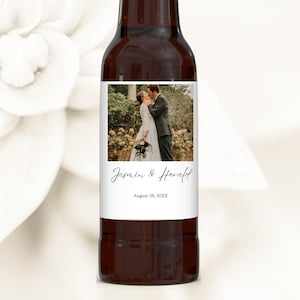 カスタムビールボトルラベル6枚セット、結婚式の写真ラベル、結婚式の記念品ラベル、防水、パーソナライズギフト、写真付きビールラベル