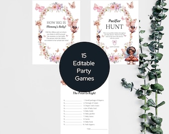 15 Fairy Baby Shower Editable Games Bundle, Magical Fairy Baby Shower Games, Enchanted Fairy Party Games, Printable Games Bundle, PT1