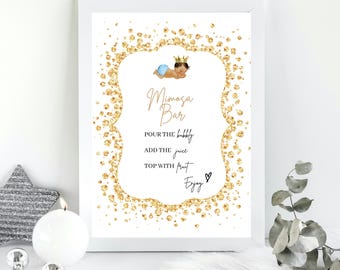 Prince Baby Shower Mimosa Bubbly Bar Sign, Baby Shower Mimosa Bar Sign, Brunch and Bubbly, Royal Prince Themed Bubbly Bar Sign, AB2