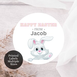 Custom Happy Easter Stickers, Personalized Easter Labels, Easter Bunny Easter Stickers, Easter Labels, Easter Favor Stickers