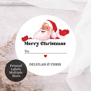 Custom Christmas Gift Labels, Santa Gift Stickers, Custom Christmas Gift Round Labels, Merry Christmas Stickers