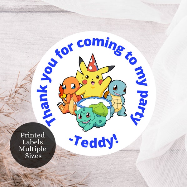 Pokemon Birthday Custom Personalized Party Favor Sticker Labels, Goody Bag Labels, Pikachu Birthday Labels, Pokemon Birthday Party, P22