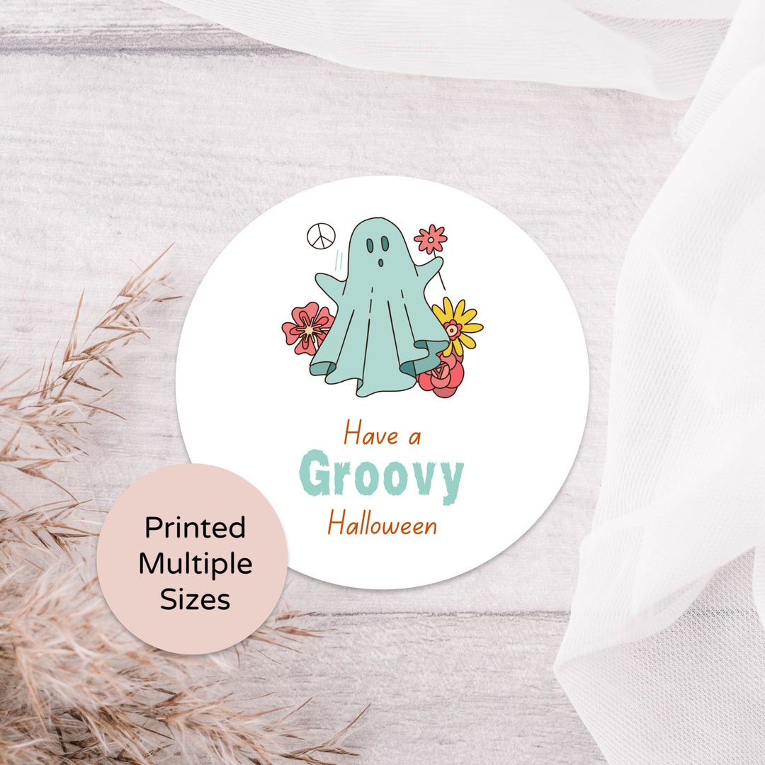 Custom Printed Retro Halloween Labels, Groovy Halloween, Kids Goody Bag ...