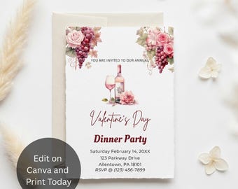 Editable Valentine's Day Invitation, Valentine's Day Brunch Invitation, Brunch Invite, Valentine's Day, Girls Night, Valentine's Day Party