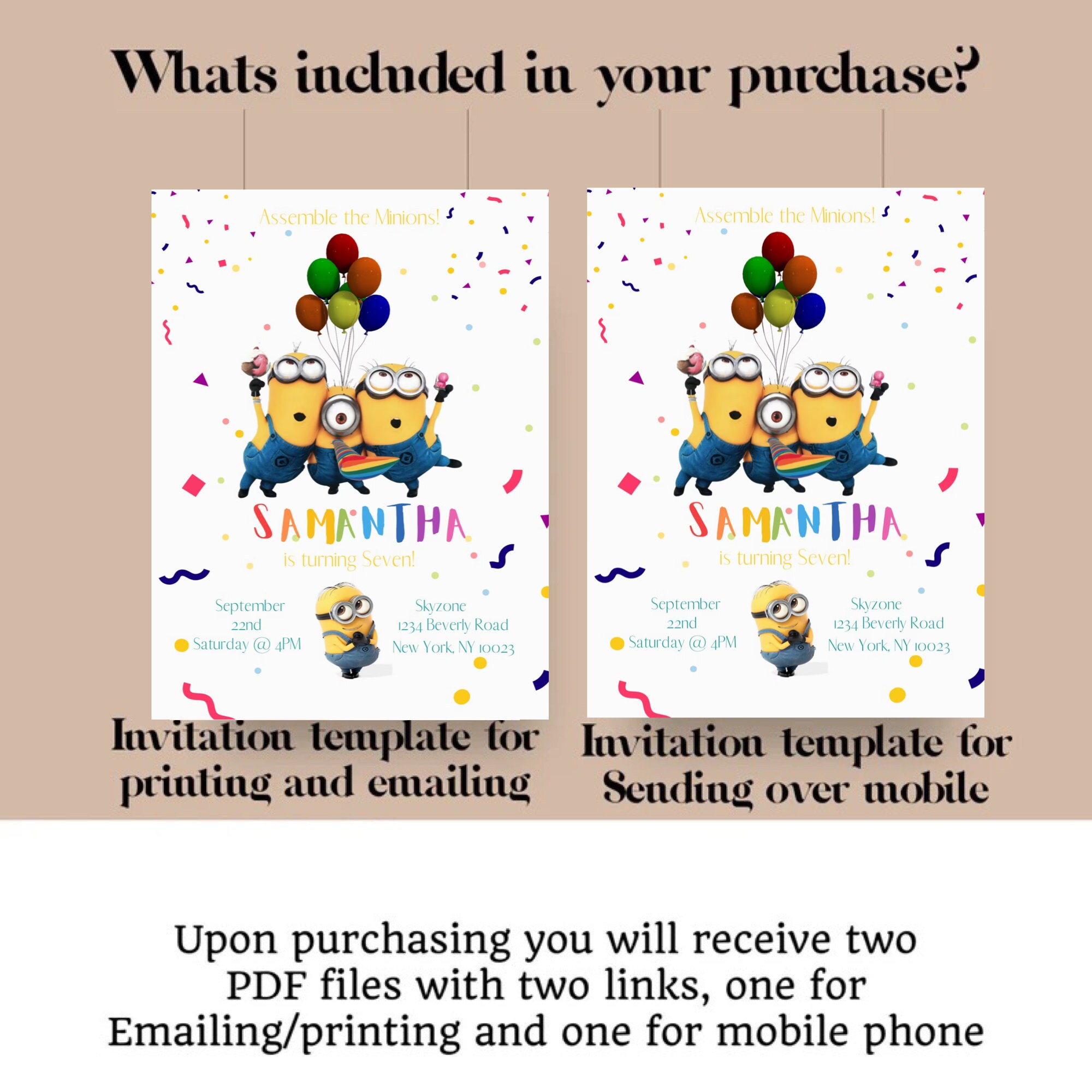 Editable Minion Birthday Invitation Template Printable - Etsy
