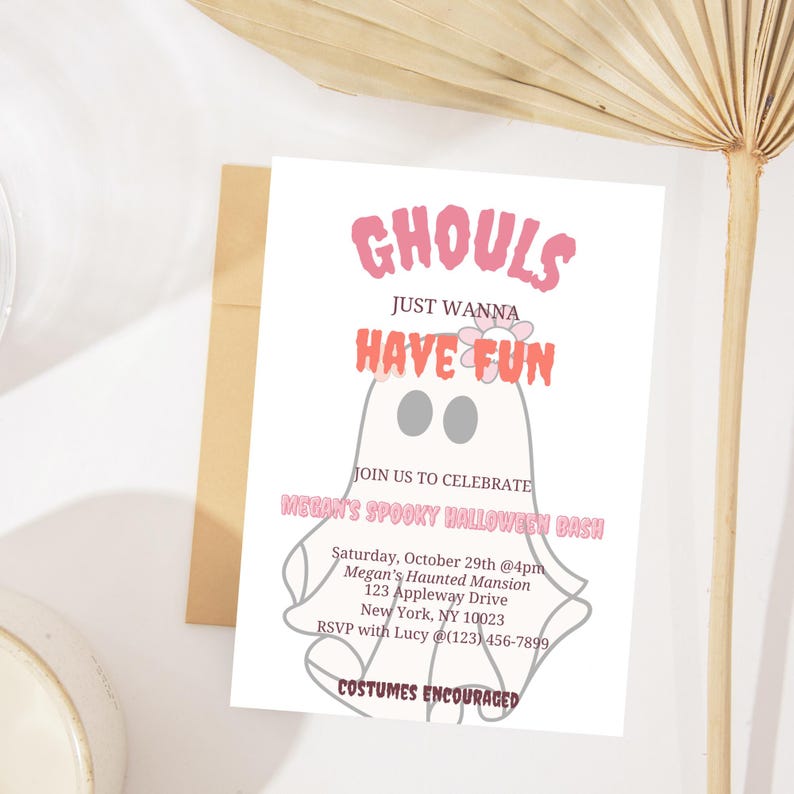 Ghouls Just Wanna Have Fun Halloween Invitation, Editable Halloween Invite, Halloween Party, Kids Halloween Party Invite, GJW1 image 2