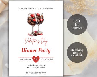 Editable Valentine's Day Invitation, Valentine's Day Brunch Invitation, Brunch Invite, Valentine's Day, Girls Night, Valentine's Day Party