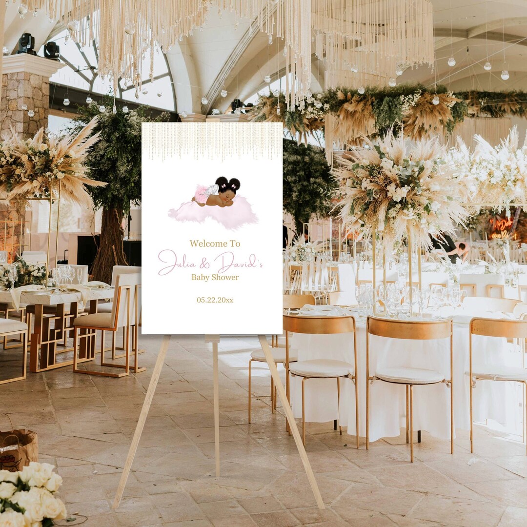 Editable Heaven-sent Angel Baby Shower Sign, Printable Baby Shower ...