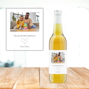 Set of 6 Personalized Photo Happy Fathers Day Beer Bottle Labels, Waterproof Sticker, Gift for Dad, Gift for Grandpa, Beer Labels for Dads