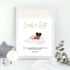 Heaven Sent Angel Baby Shower, Editable Cards and Gifts Sign Printable, Shower Gift Table Sign, Tabletop Reception Sign, 3 Sizes, AB13