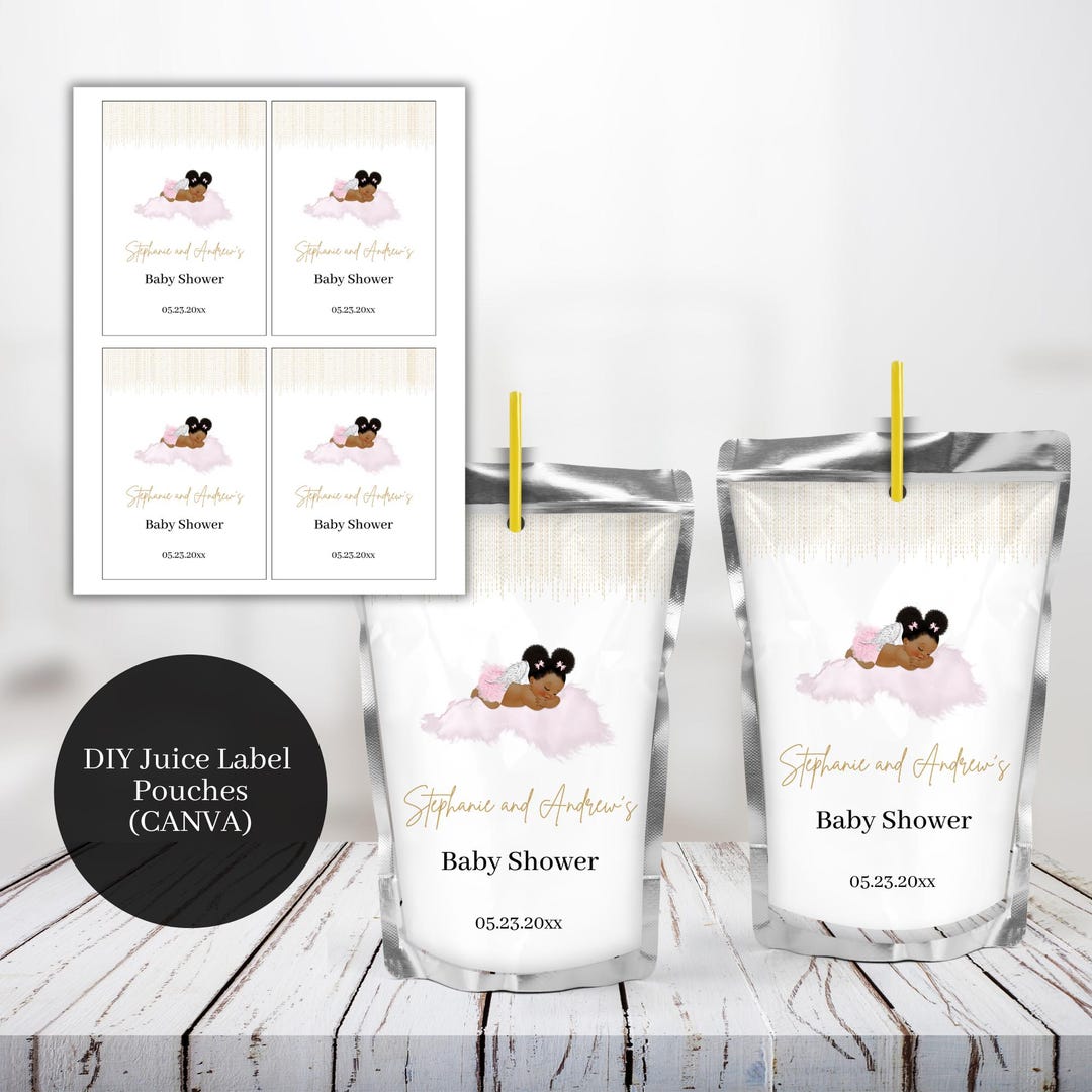 Printable Juice Labels, Heaven Sent Angel Baby Shower, Angel Themed ...