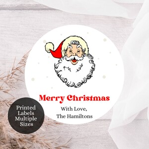 Custom Christmas Gift Round Labels, Santa Christmas Gift Stickers, Christmas Goody Bag Labels