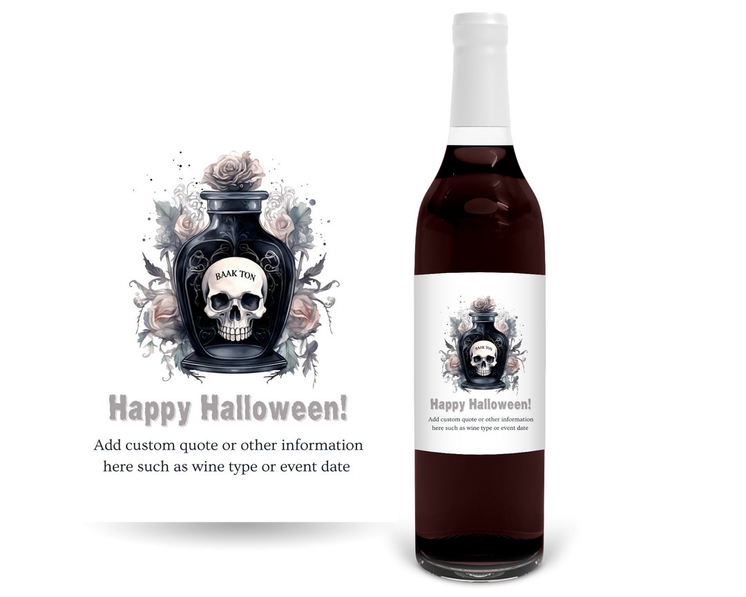 Custom PRINTED Wine Labels Halloween Wine Labels Spooky Wine Etsy