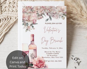 Editable Valentine's Day Invitation, Valentine's Day Brunch Invitation, Brunch Invite, Valentine's Day, Girls Night, Valentine's Day Party