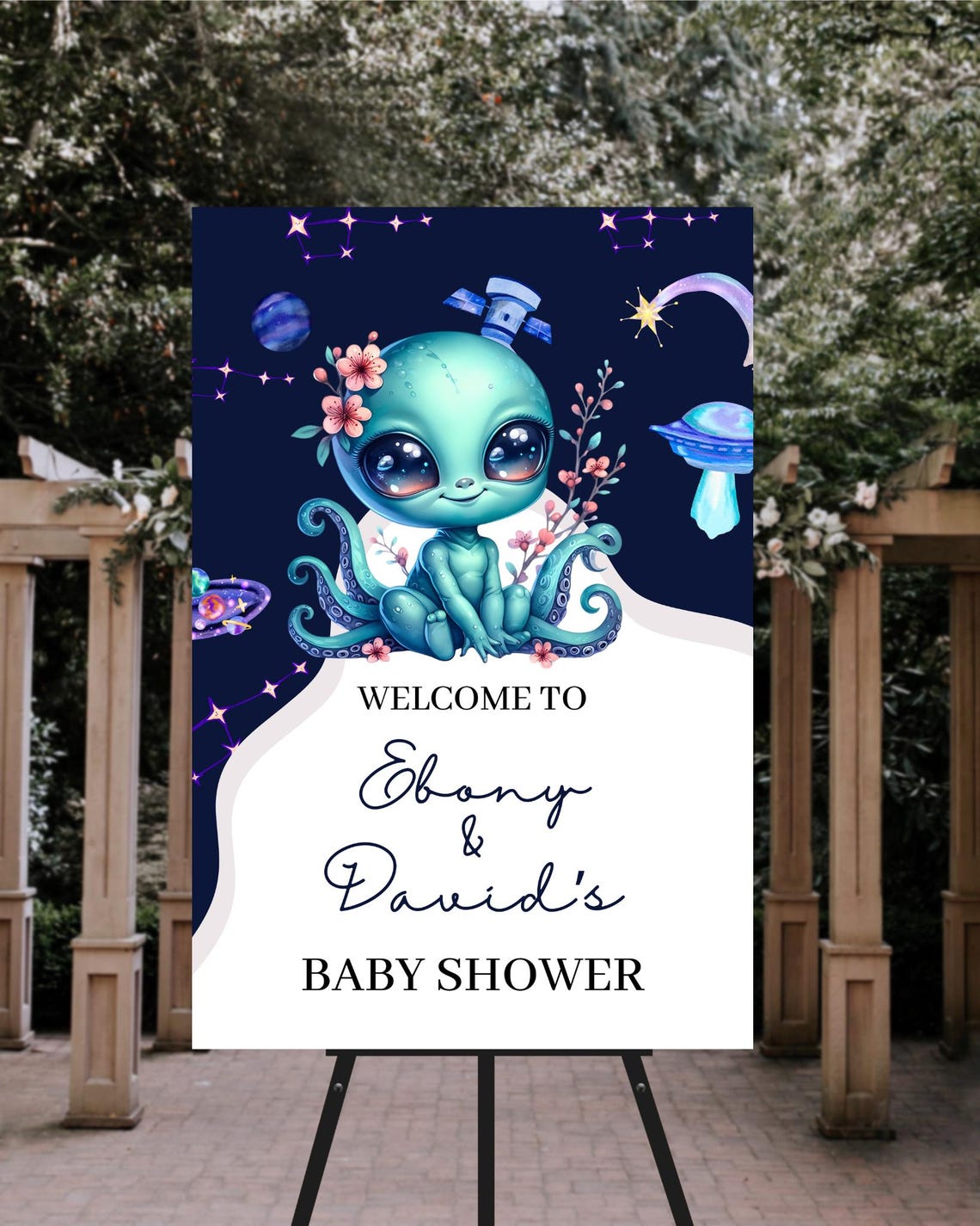 Editable Alien Baby Girl Welcome Sign, UFO Welcome Sign, Alien Baby ...