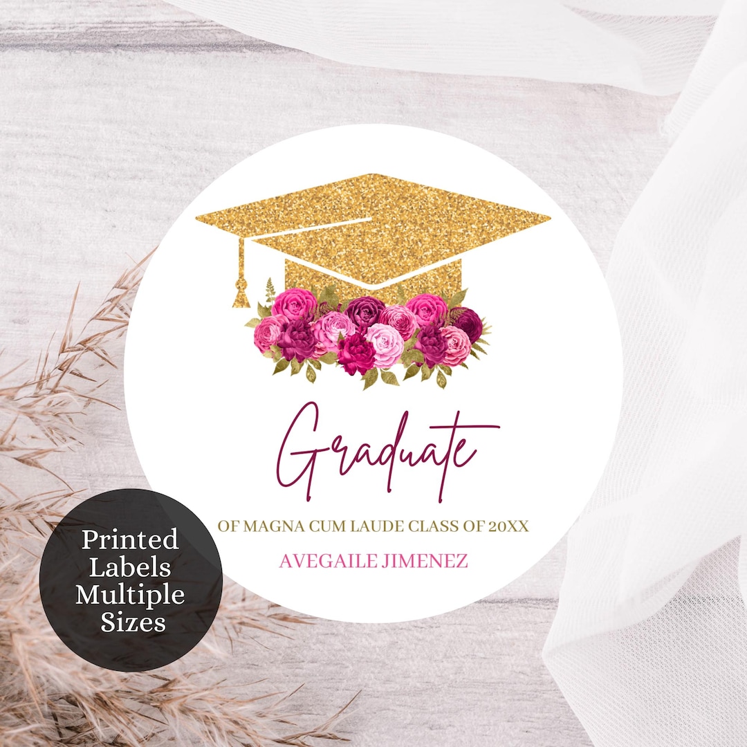 Custom Graduation Labels, Round Labels, Graduation Party Favor Labels ...