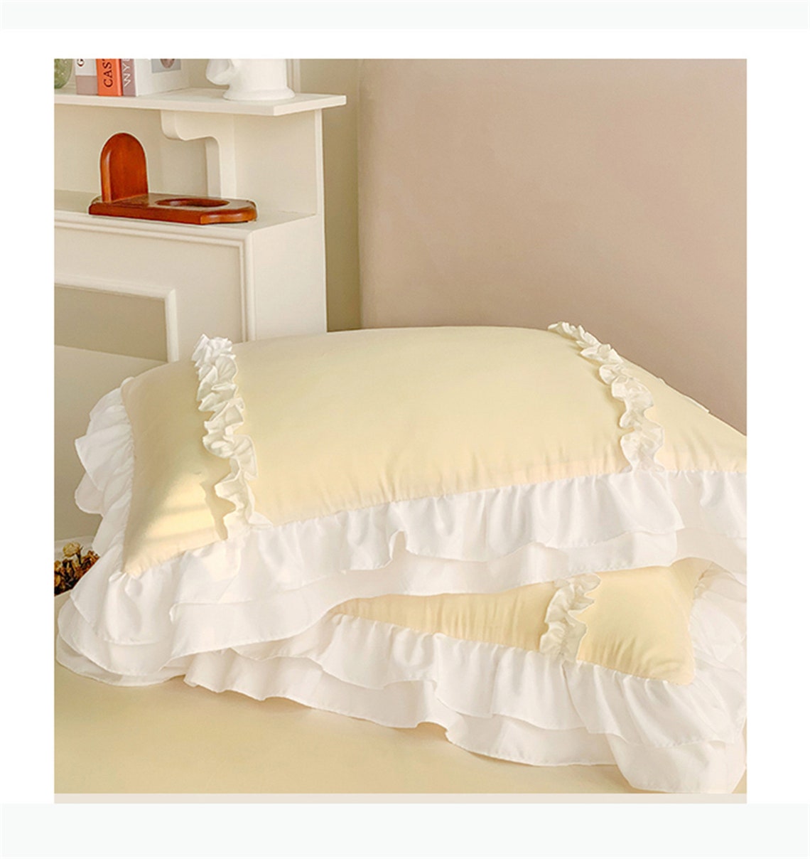 Yellow Cotton Bedding White Ruffled Duvet Cover Setcotton Etsy