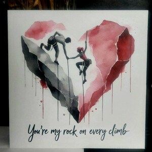 Rock Climbing Gift Card, Watercolor Heart, Adventure Lover