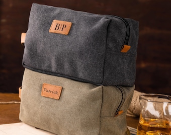 Personalized Mens Toiletry Bag Canvas Dopp Bag, Gifts for Him, Gift For Dad & Boyfriend.