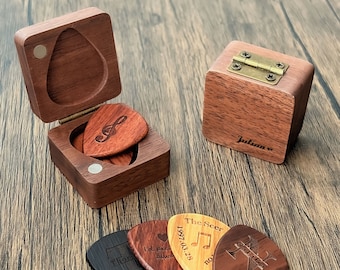 Wooden picks case Valentines Day Gift, personalized guitar picks set, Box for guitar picks, Wooden guitar pick, Anniversary Birthday Gift