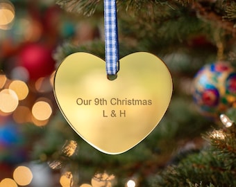 Personalized Family Christmas Ornament, Heart Couples Ornament, Christmas Ornament, New Couple Gift
