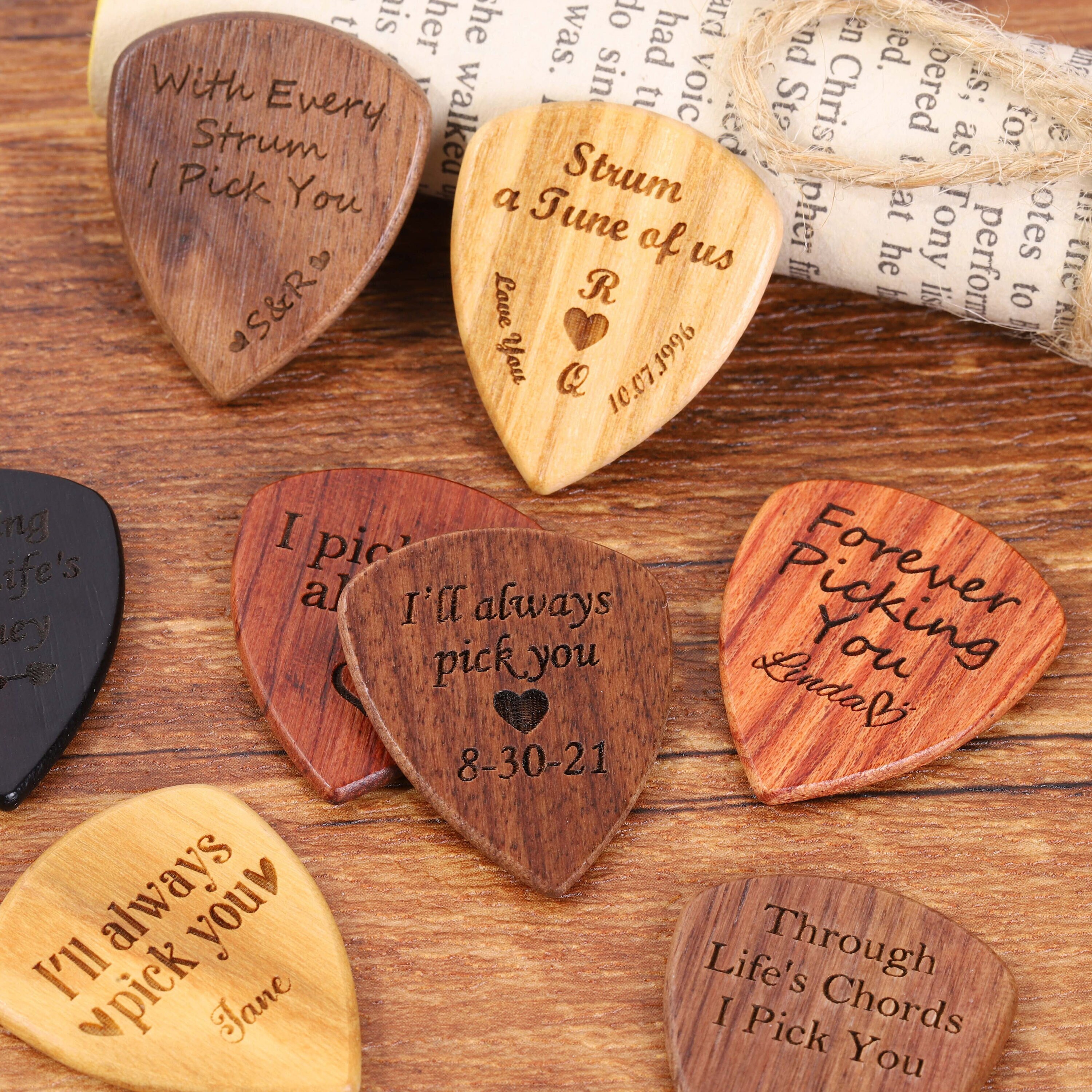 Personalized Guitar Pick Boyfriend Christmas Gift, Custom Engrave Picks Plectrum Holder, Anniversary Gift Him Couple Gift Idea