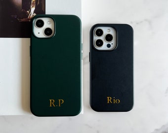 iPhone 17 Personalized Leather iPhone Case, MagSafe Leather iPhone 17 15 14 13 12 11 Pro Max Plus Mini Case