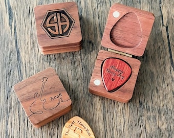 Personalized Wooden Guitar Picks Christmas Gift, Guitar Pick Holder, Custom  Gift For Dad Man Guitar Player