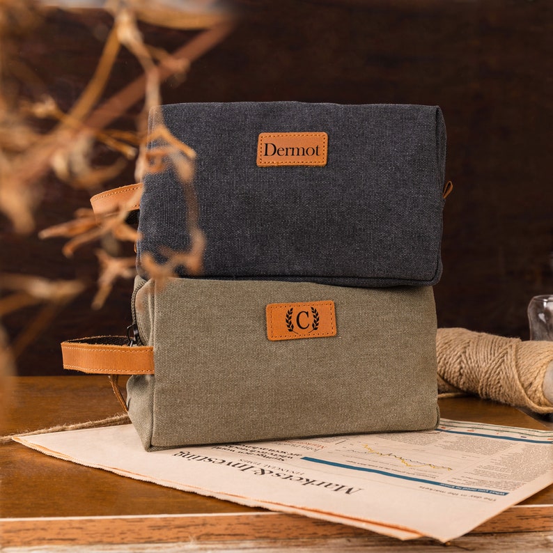 a couple of bags sitting on top of a wooden table