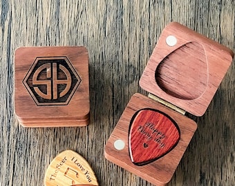 Personalized Wooden Guitar Picks Gifts for Boyfriend, Christmas Gift, Custom Guitar Pick Holder, Plectrum Box Guitar Player Gift